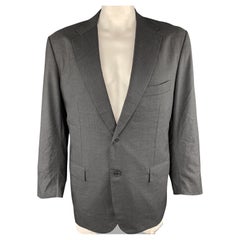 KITON Size 50 Charcoal Wool Notch Lapel Chest Regular Sport Coat Jacket