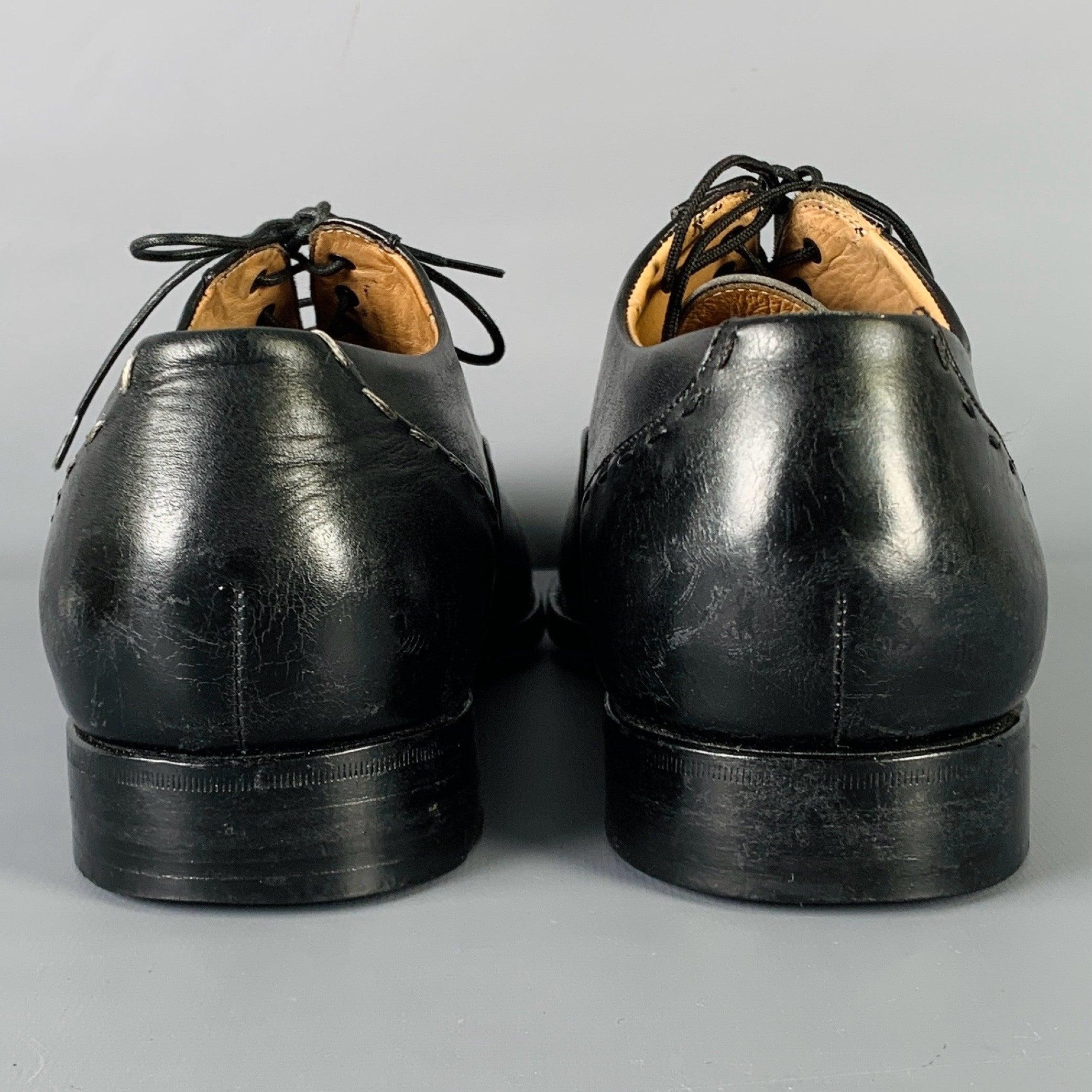KITON Talla 8.5 Zapatos Oxford con cordones de cuero negro Negro en venta