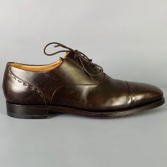 KITON Size 8.5 Brown Leather Oxford Lace-Up Shoes