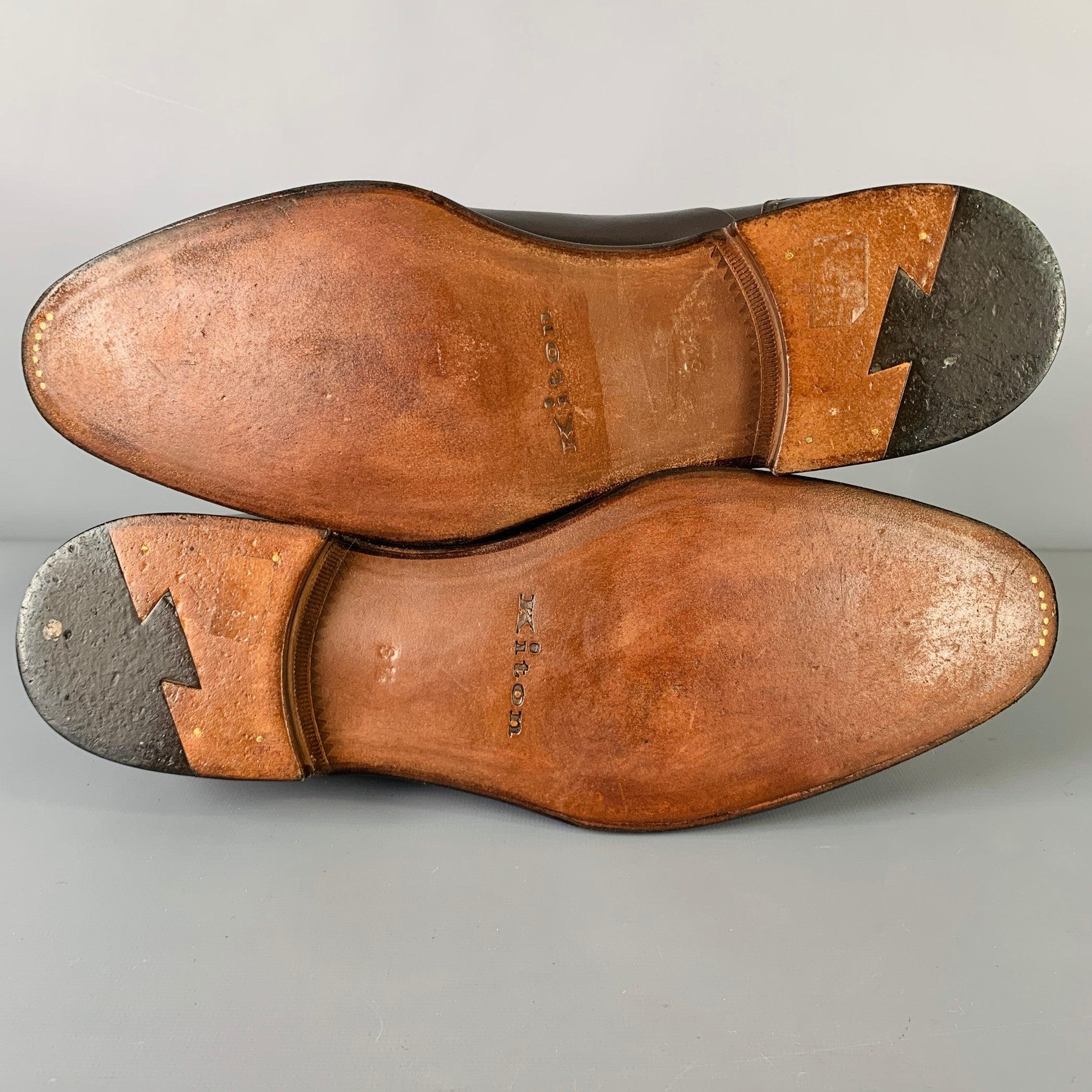 KITON Size 8.5 Brown Leather Oxford Lace-Up Shoes For Sale 1