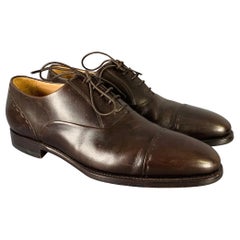 KITON Size 8.5 Brown Leather Oxford Lace-Up Shoes