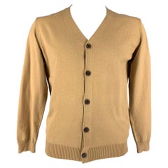 KITON Size L Beige Cashmere Silk V-Neck Cardigan