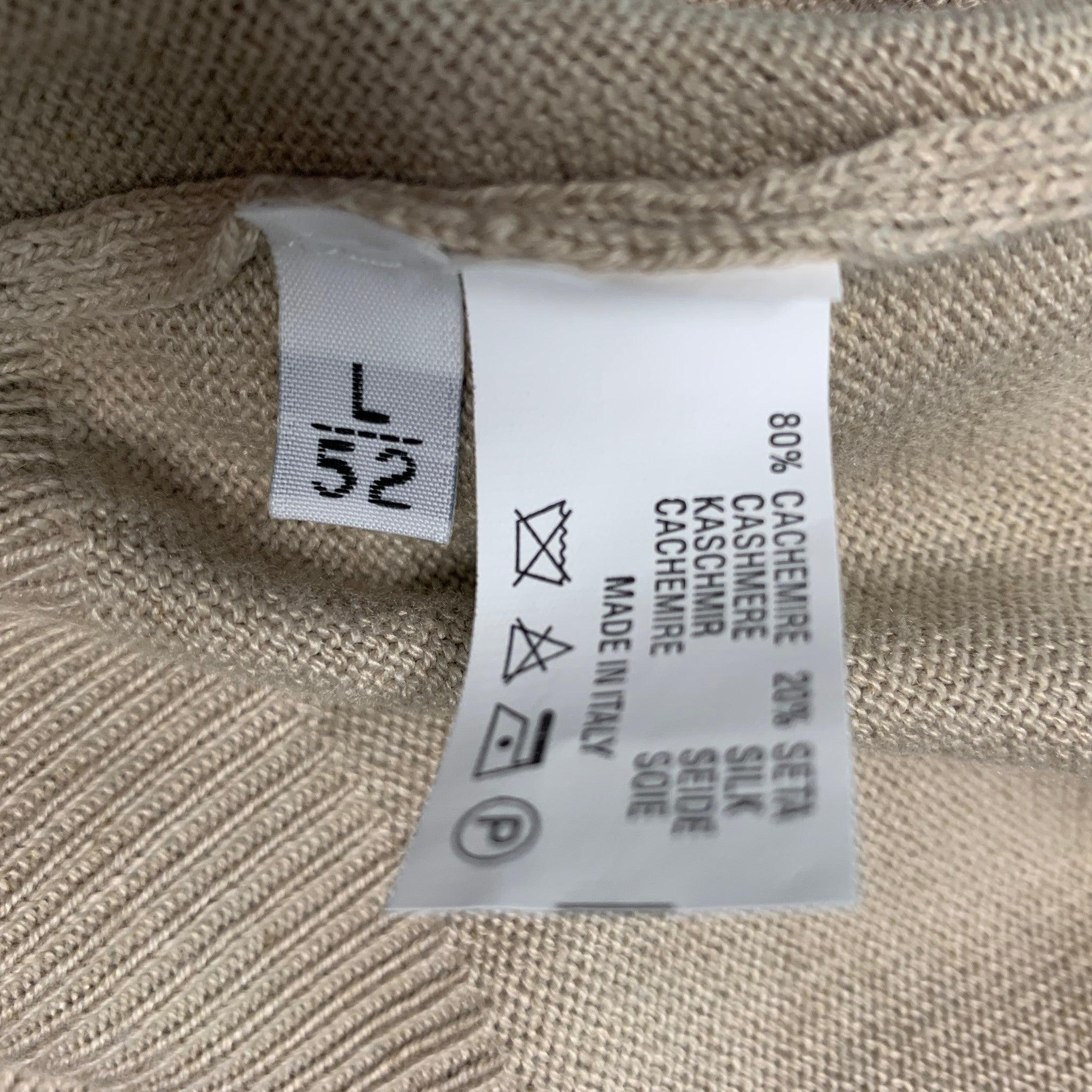 KITON Size L Beige Cashmere Silk V-Neck Pullover 1