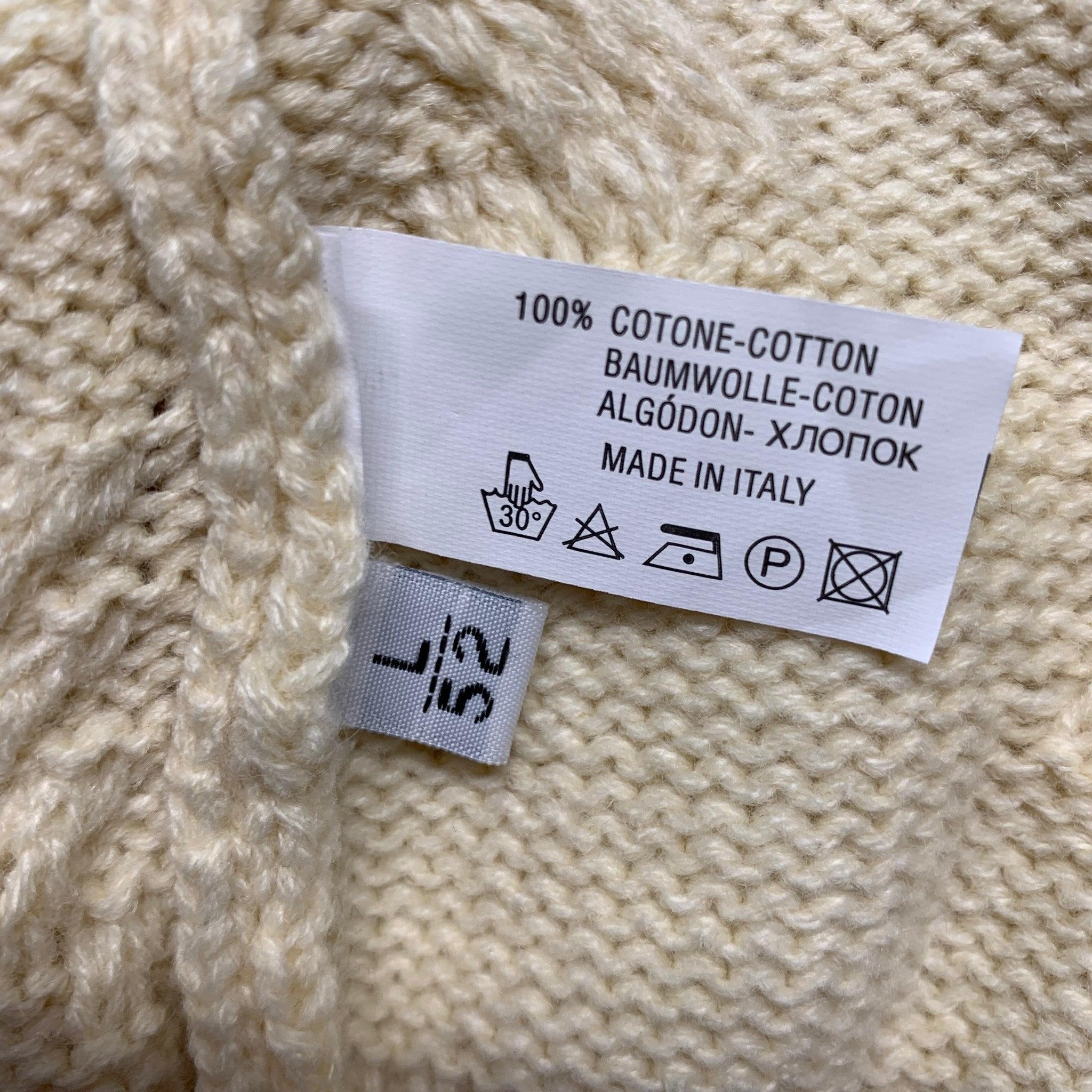 KITON Size L Pull à col roulé en tricot de coton beige en vente 1