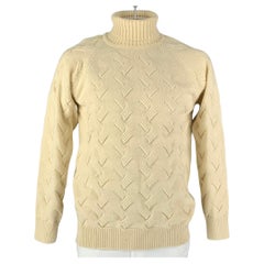 KITON Size L Beige Knit Cotton Turtleneck Sweater