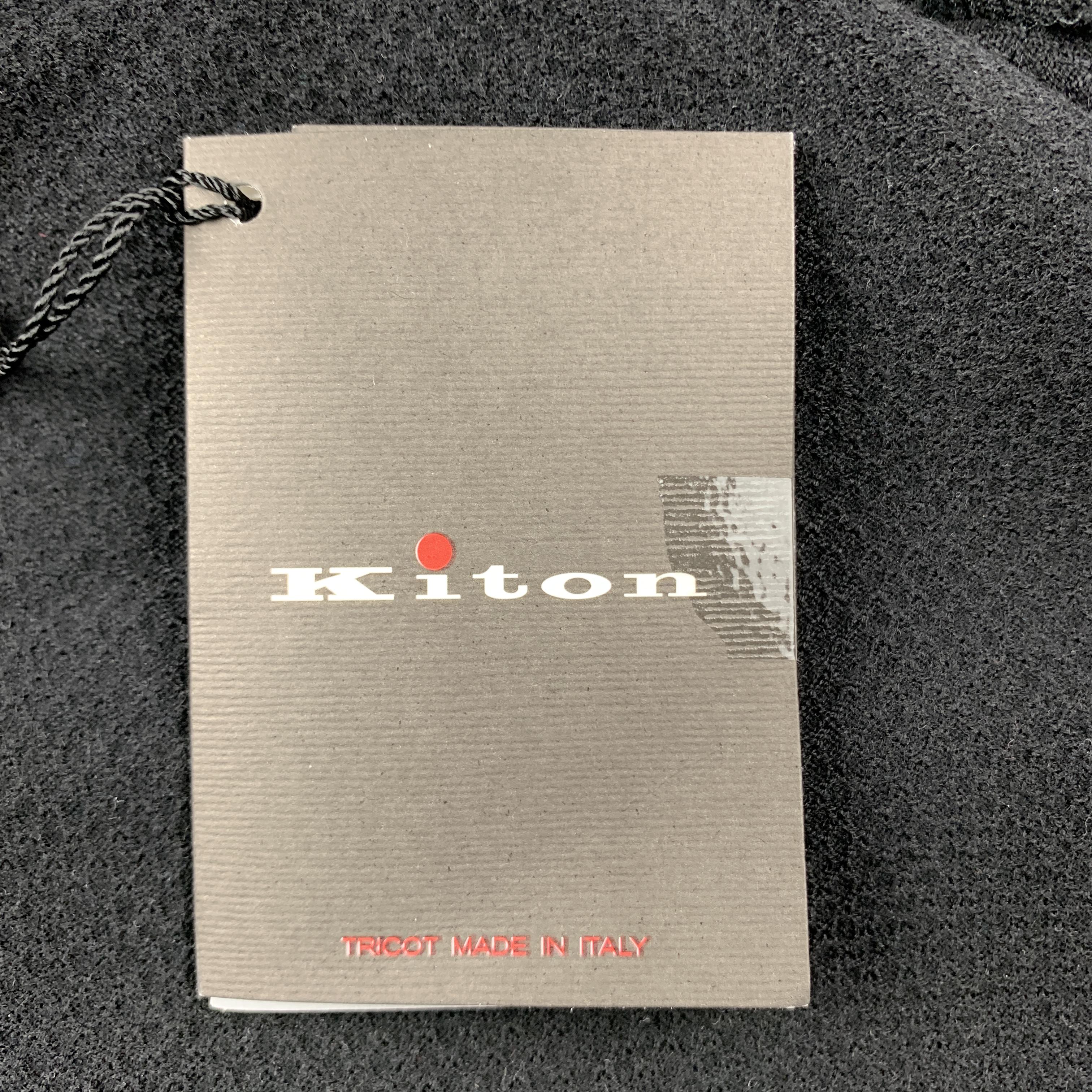 Men's KITON Size L Black Cashmere / Silk Zip Up Textured Cardigan Sweater