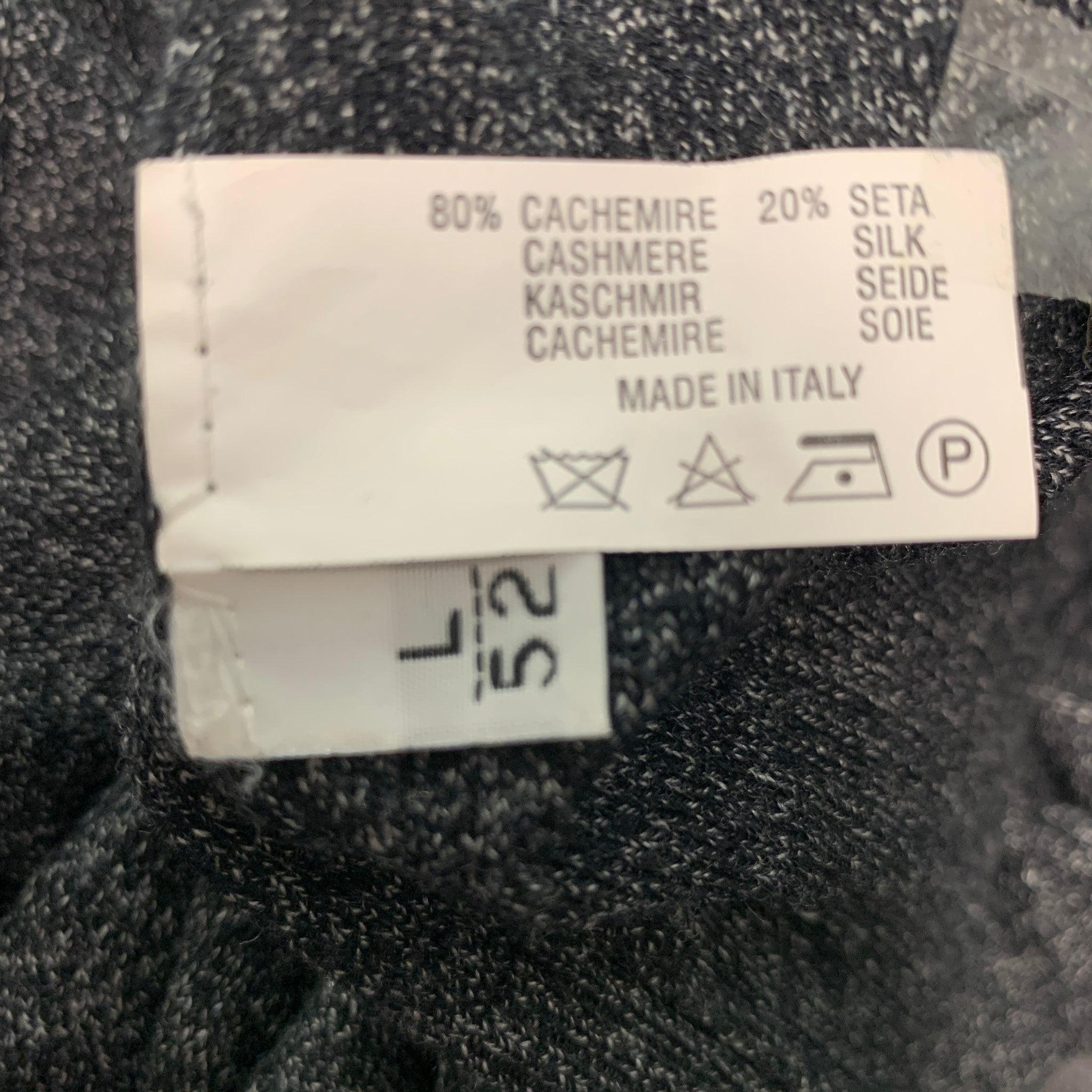 KITON Size L Black White Marble Cashmere Silk V-Neck Pullover For Sale 1