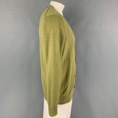 KITON Cardigan con scollo a V in cashmere e seta verde taglia L