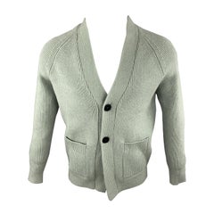 KITON Size L Green Cashmere / Silk V-neck Patch Pockets Buttoned Cardigan