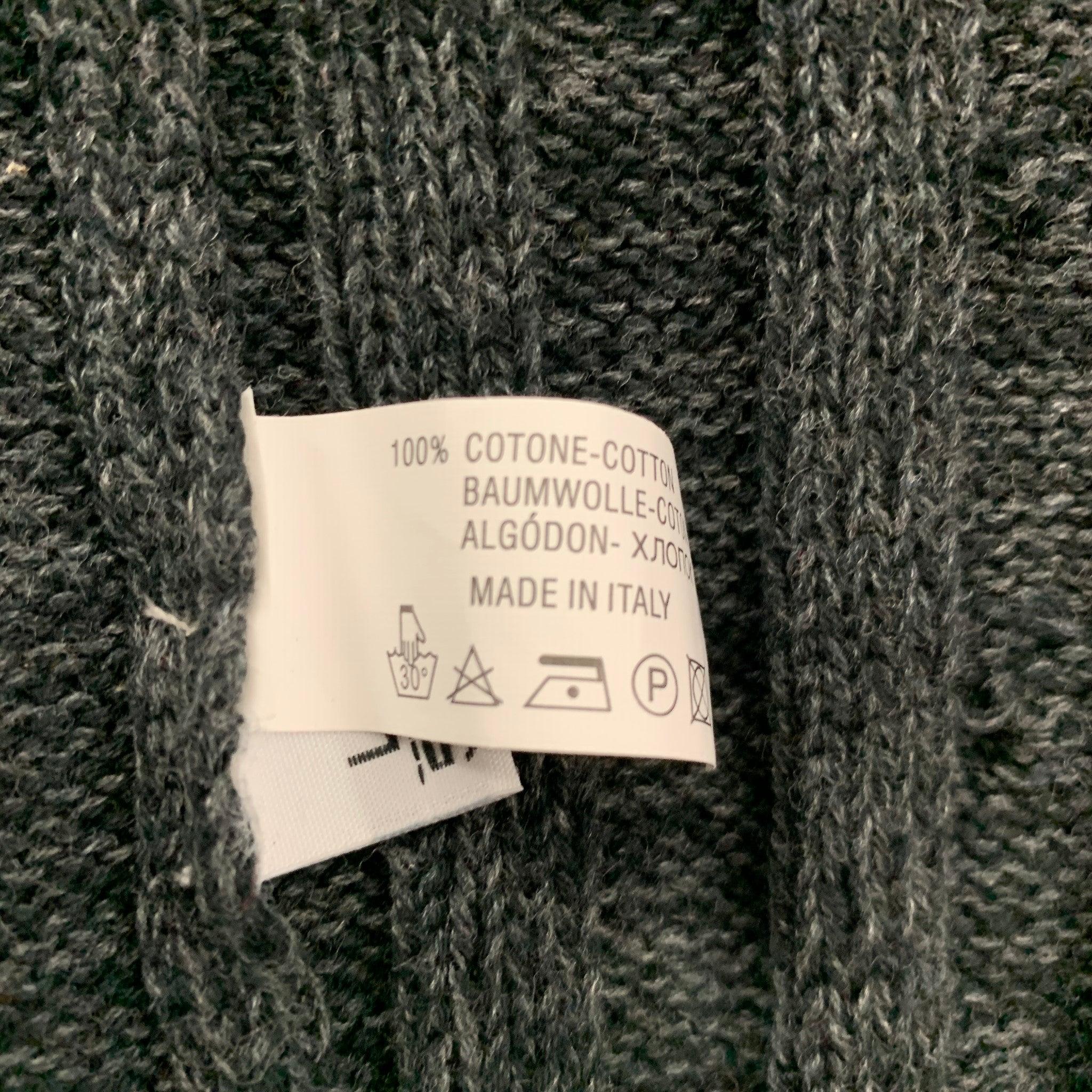 Men's KITON Size L Grey Knit Cotton Shawl Collar Cardigan For Sale