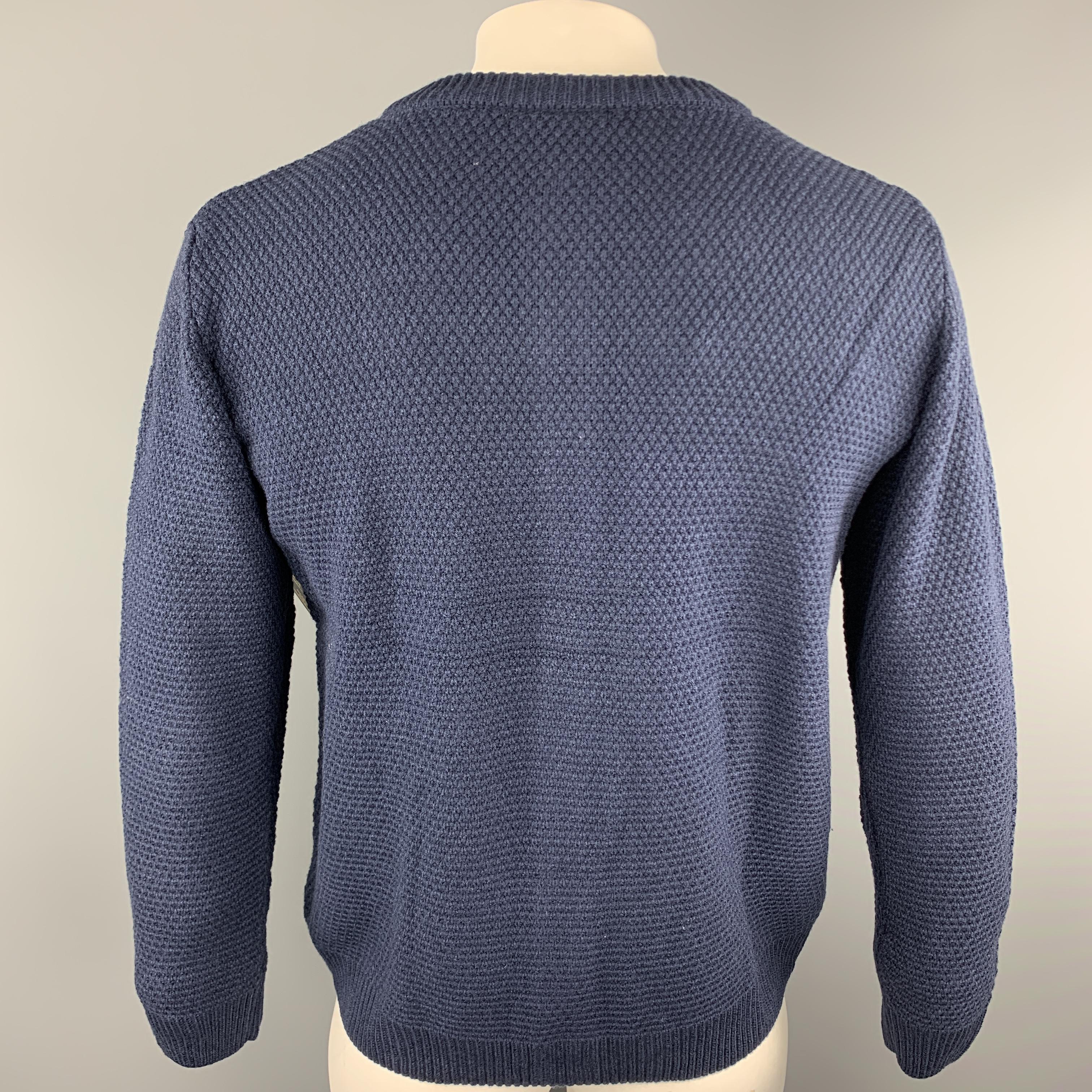 KITON Size L Navy Knitted Cotton Textured Buttoned Cardigan Sweater In New Condition In San Francisco, CA