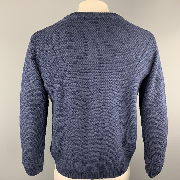 KITON Size L Navy Knitted Cotton Textured Buttoned Cardigan Sweater at ...