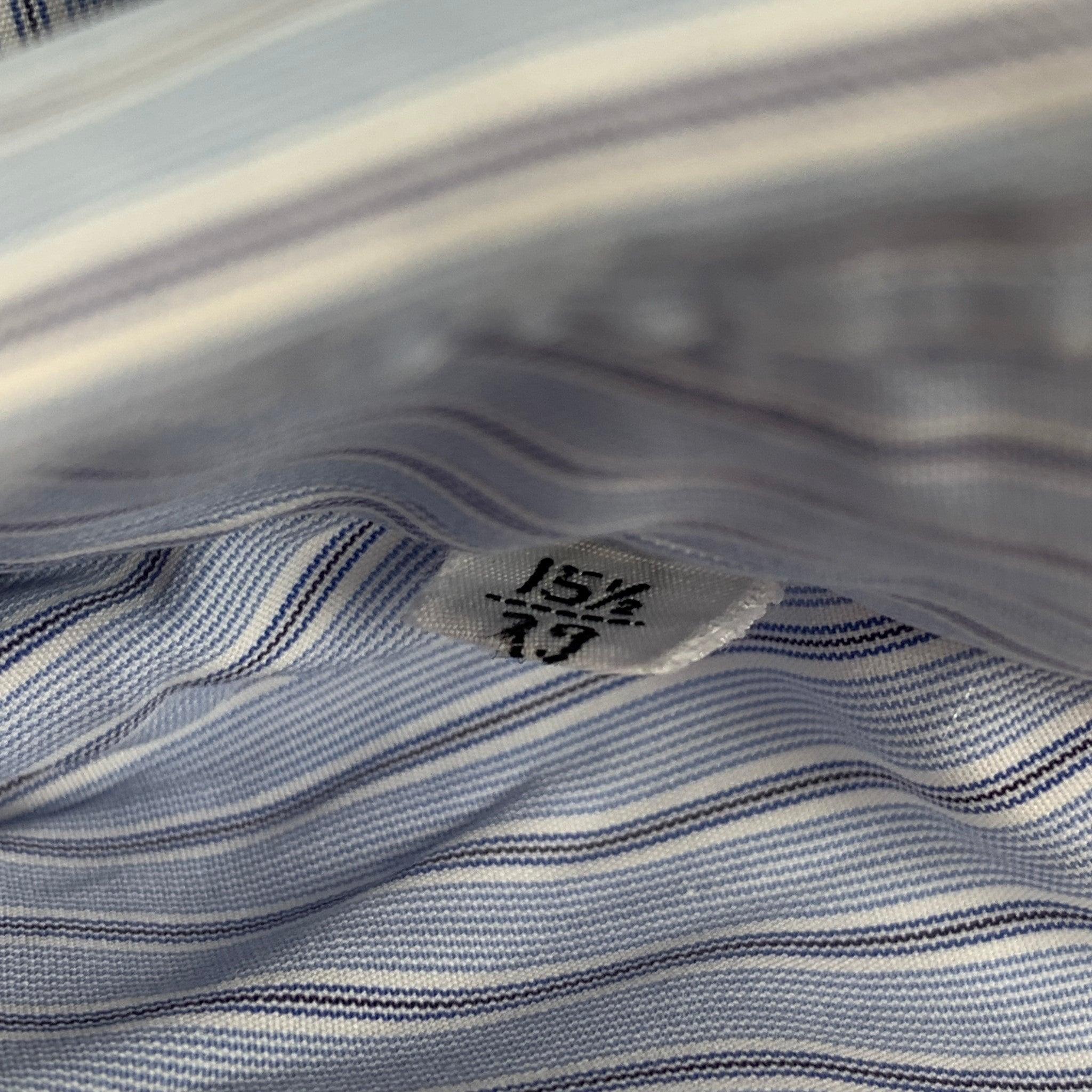 Men's KITON Size M Blue Navy Stripe Cotton Long Sleeve Shirt