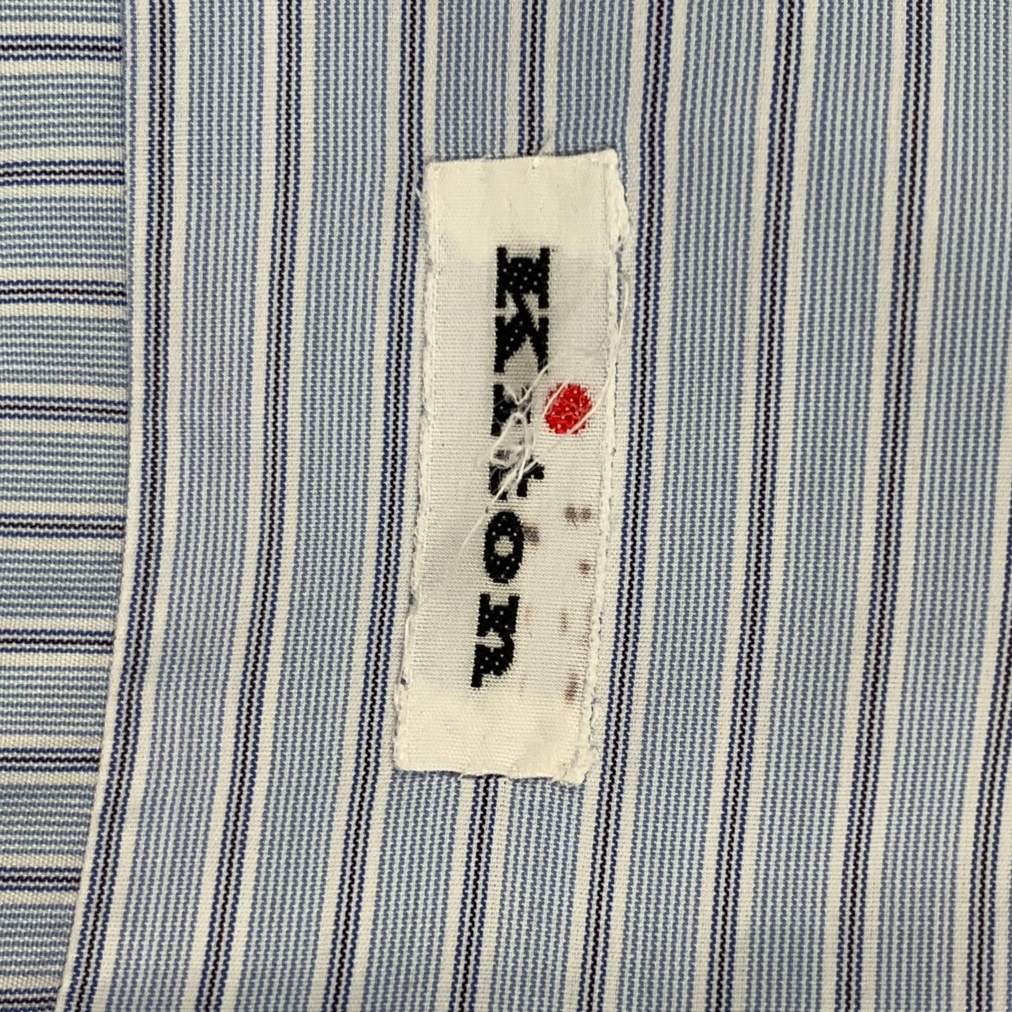KITON Size M Blue Navy Stripe Cotton Long Sleeve Shirt 1