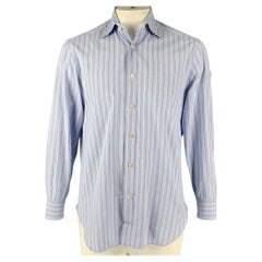 KITON Size M Blue Pink Stripe Long Sleeve Shirt