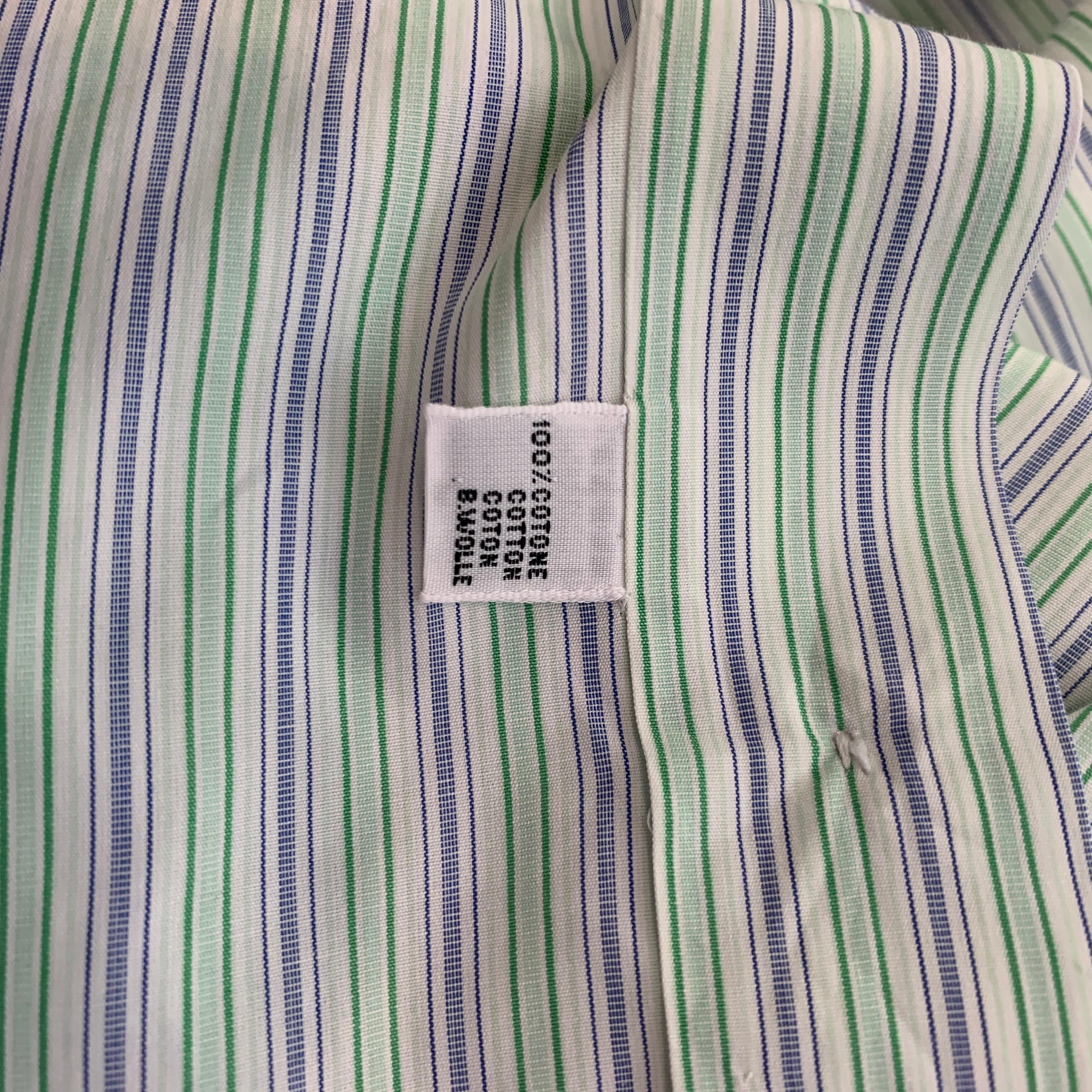 KITON Size M Green & Purple Stripe Cotton Button Up Long Sleeve Shirt In Good Condition In San Francisco, CA