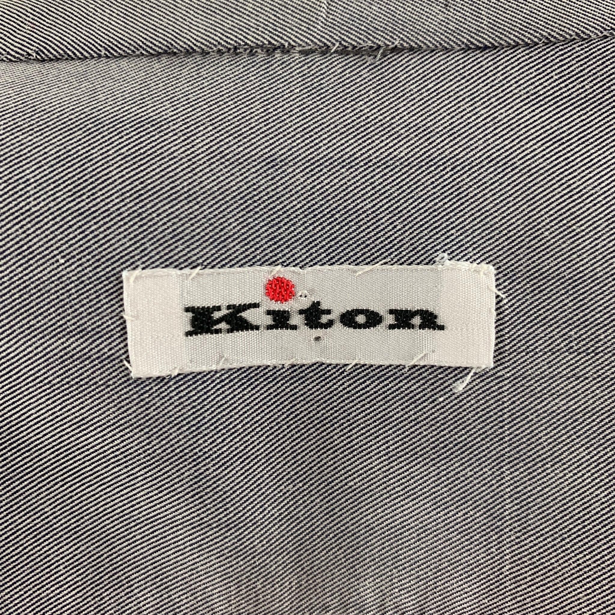 KITON, chemise à manches longues en coton gris, taille M en vente 1