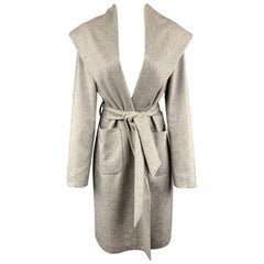 KITON Size M Light Gray Cashmere Wide Collar Robe Coat