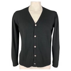 KITON Size XL Black Cashmere Silk V-Neck Cardigan