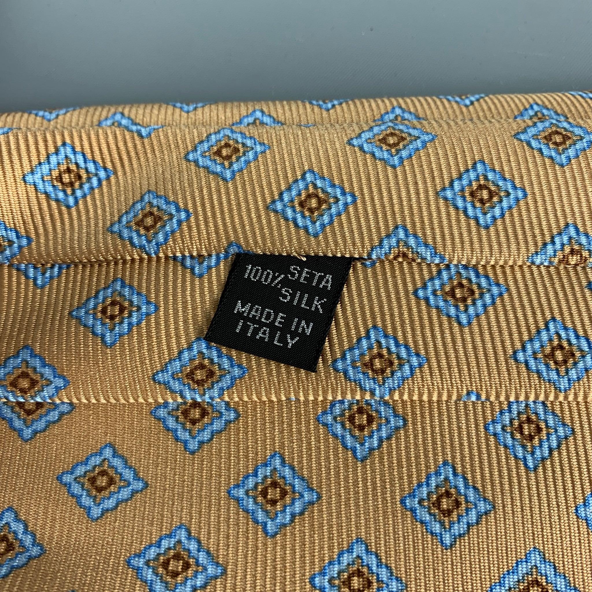KITON Yellow Blue Rhombus Silk Tie In Good Condition For Sale In San Francisco, CA