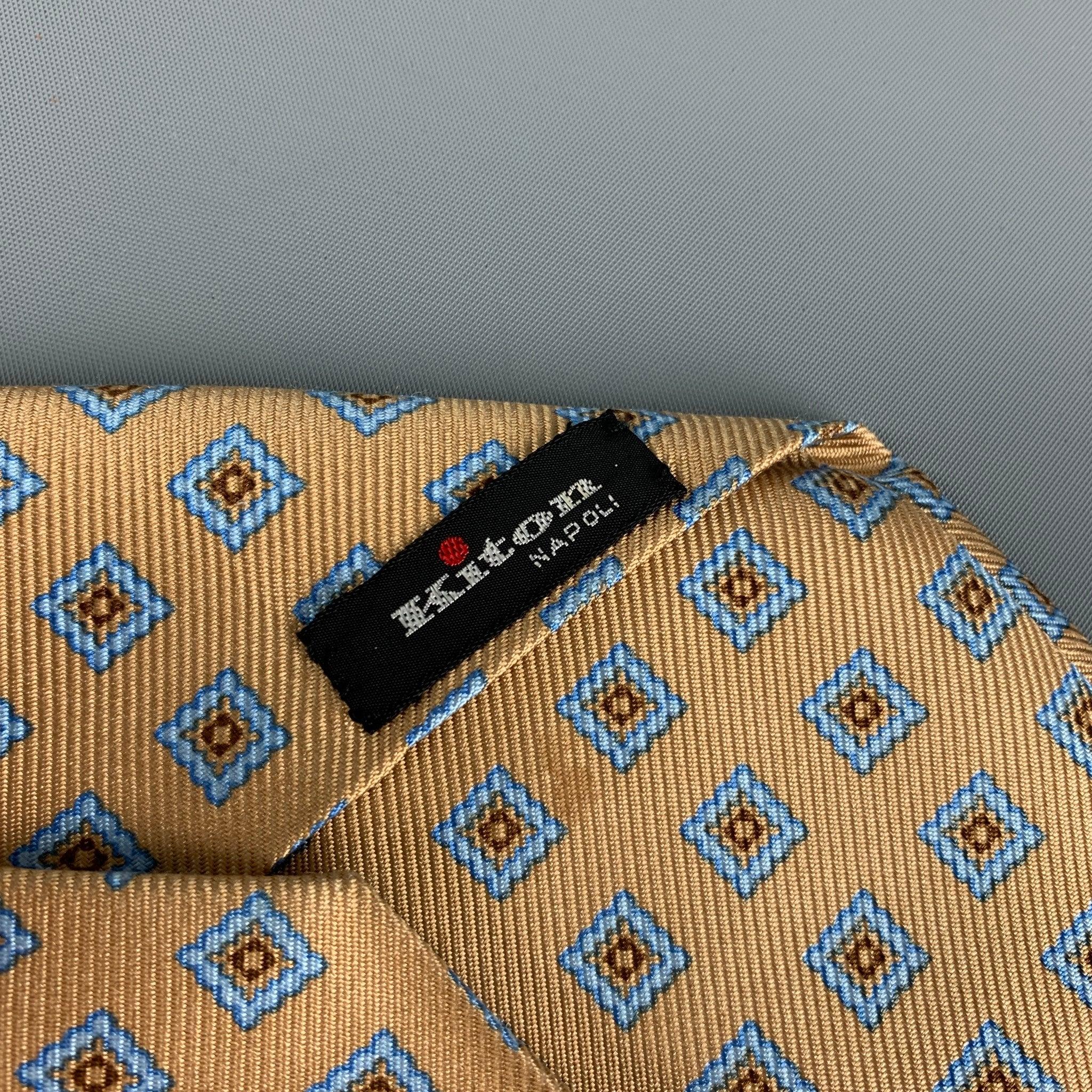 KITON Yellow Blue Rhombus Silk Tie In Good Condition In San Francisco, CA
