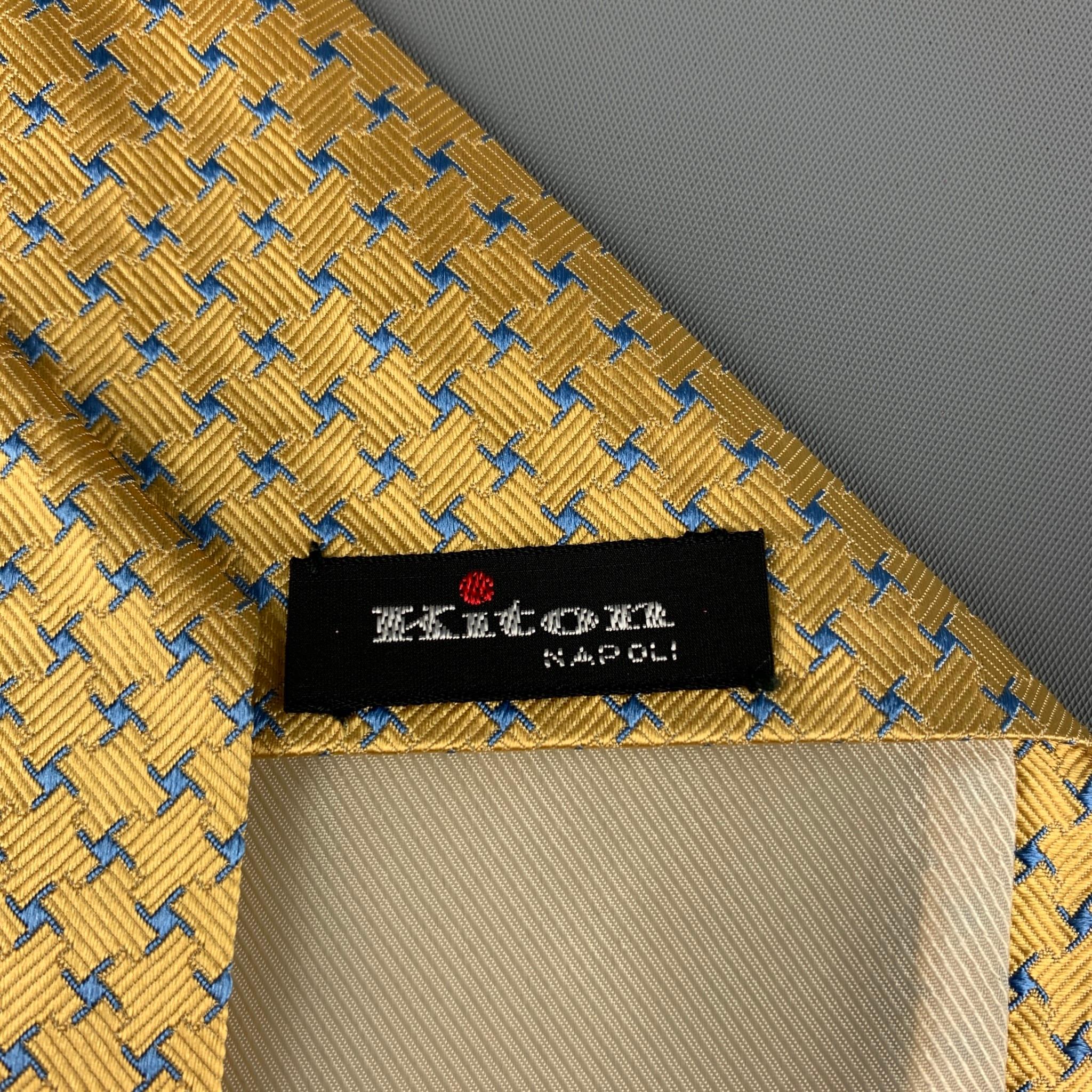 Men's KITON Yellow Blue Stars Silk Tie