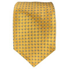KITON Yellow Blue Stars Silk Tie