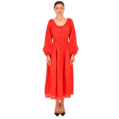 Kitri Linen Blend Midi Dress With Balloon Sleeves