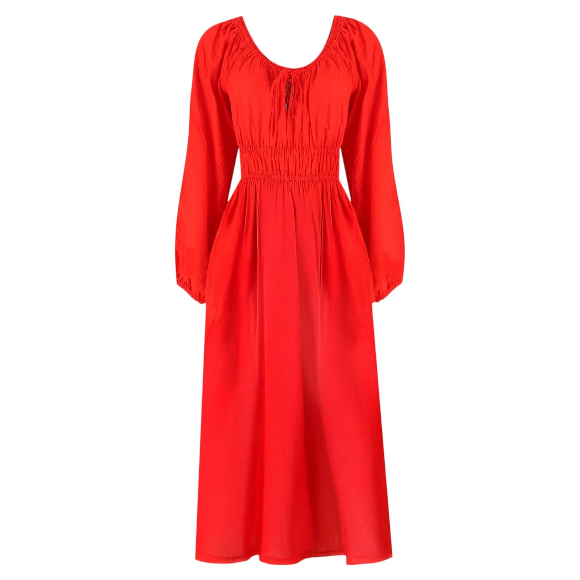 Kitri Linen Blend Midi Dress With Balloon Sleeves
