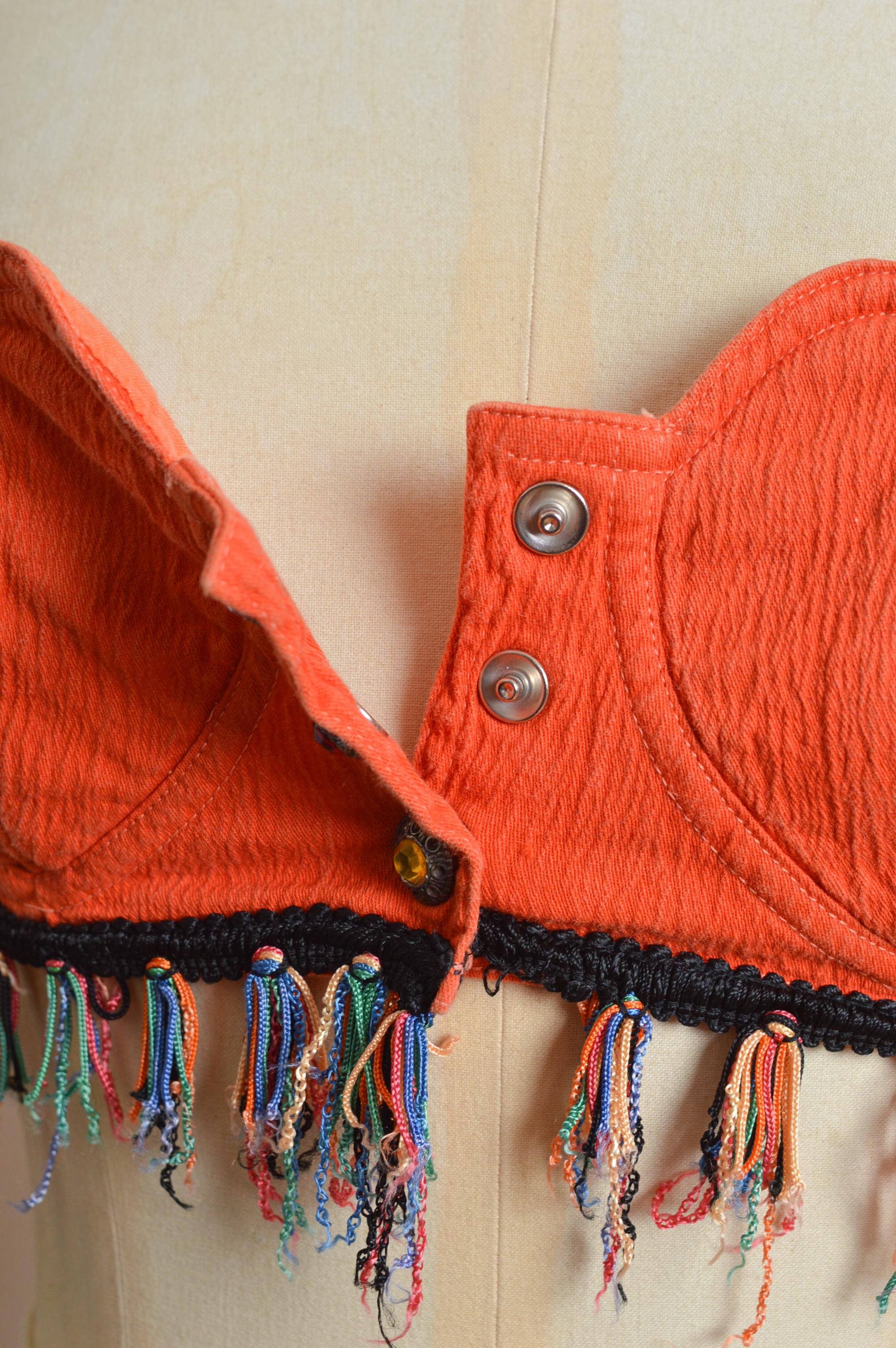 Kitsch 1990's Orange Heart Shaped MOSCHINO Bralet - Crop Top For Sale 5