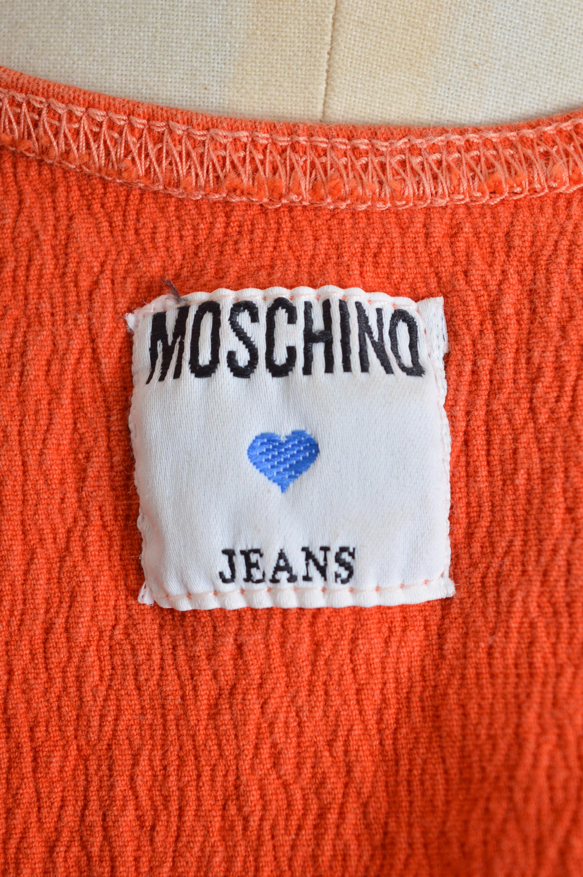 Kitsch 1990's Orange Heart Shaped MOSCHINO Bralet - Crop Top For Sale 6