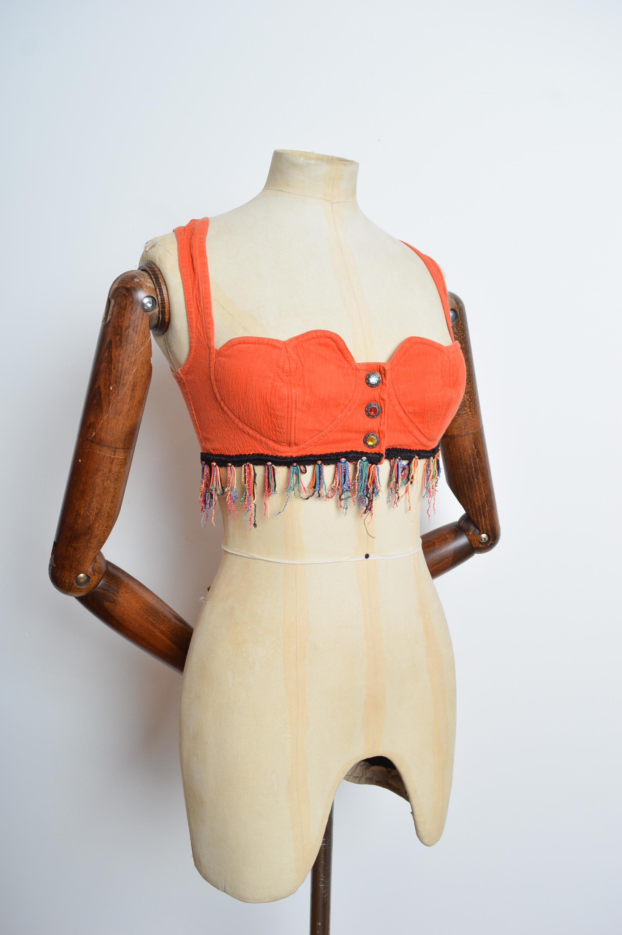 Women's Kitsch 1990's Orange Heart Shaped MOSCHINO Bralet - Crop Top For Sale