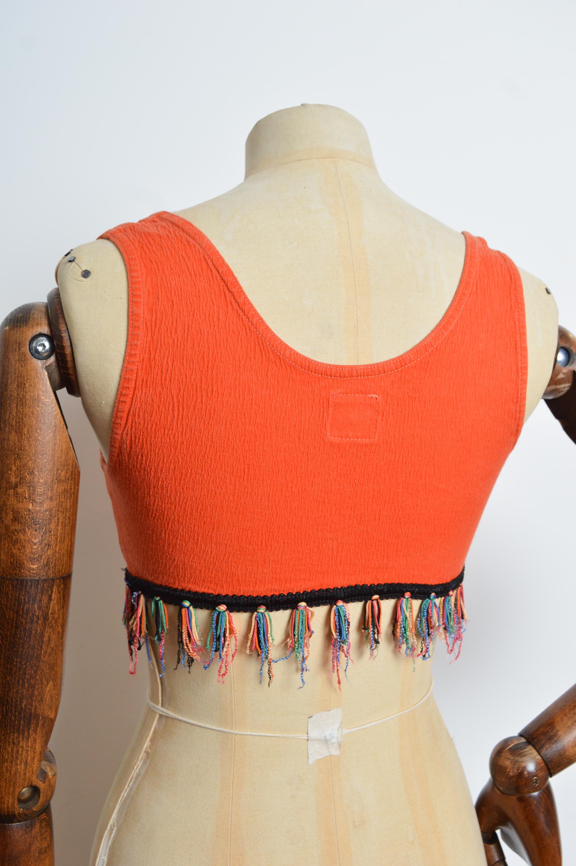 Kitsch 1990's Orange Heart Shaped MOSCHINO Bralet - Crop Top For Sale 3
