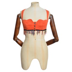 Kitsch 1990's Orange Heart Shaped MOSCHINO Bralet - Crop Top