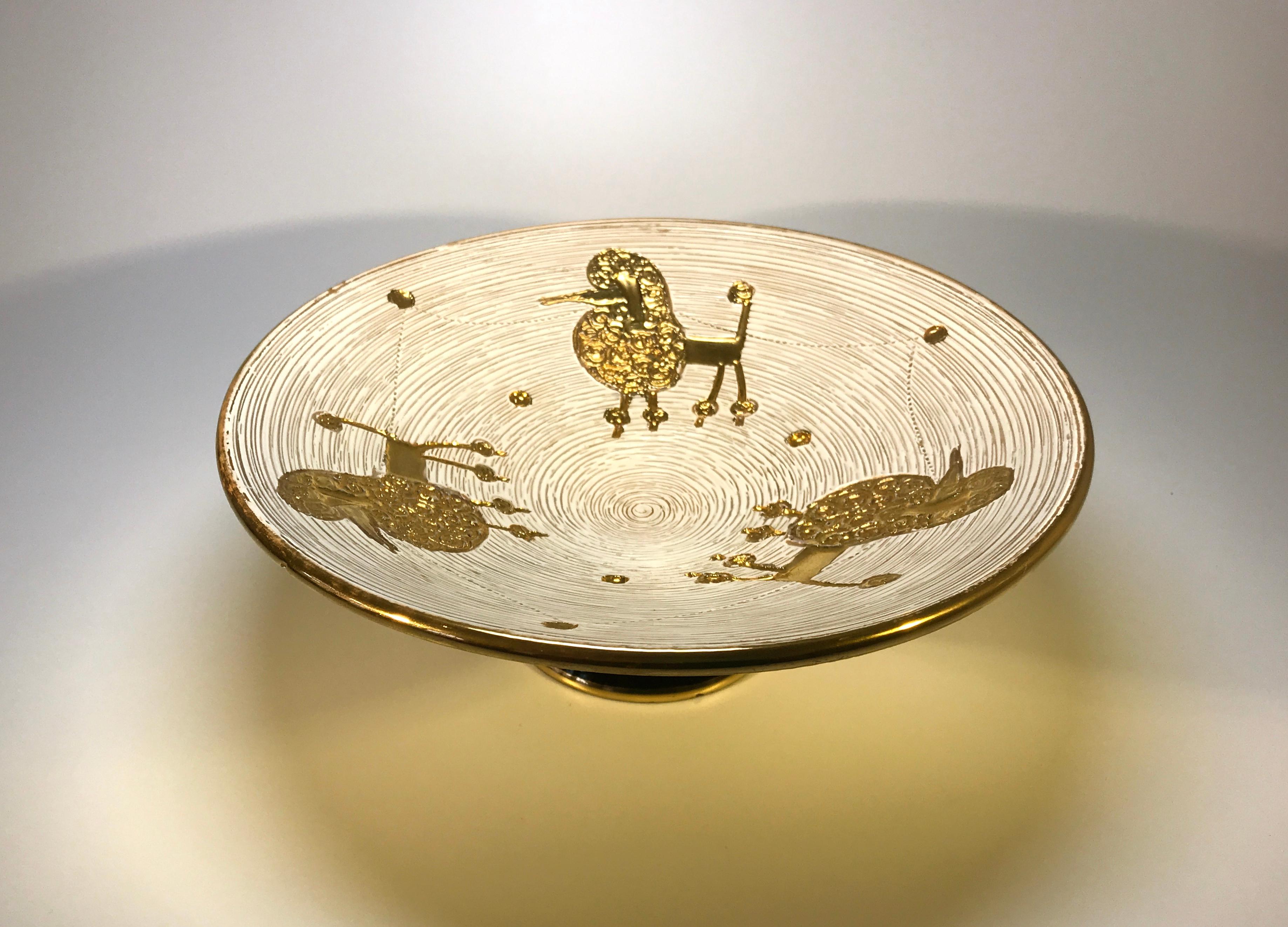 Kitsch Fratelli Fanciullacci Gilded French Poodle Footed Dish, 1950s In Good Condition In Rothley, Leicestershire
