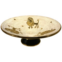 Retro Kitsch Fratelli Fanciullacci Gilded French Poodle Footed Dish, 1950s