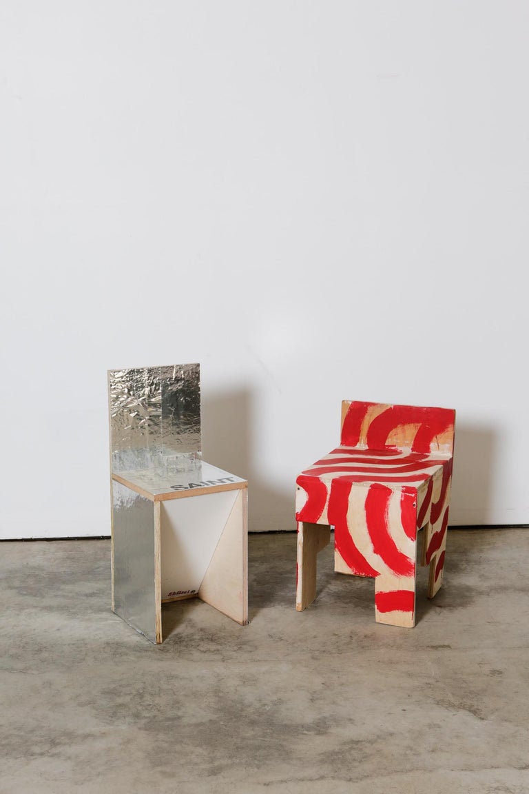 Kitsch Chair Kitsch Meets Judd Chairs in Red Wiggly Paint at 1stDibs