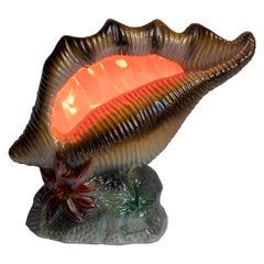 Kitschy Dutch Midcentury Ceramic Sea-Shell Lamp