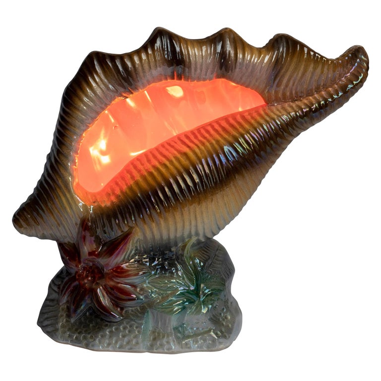 Kitschy Dutch Midcentury Ceramic SeaShell Lamp at 1stDibs