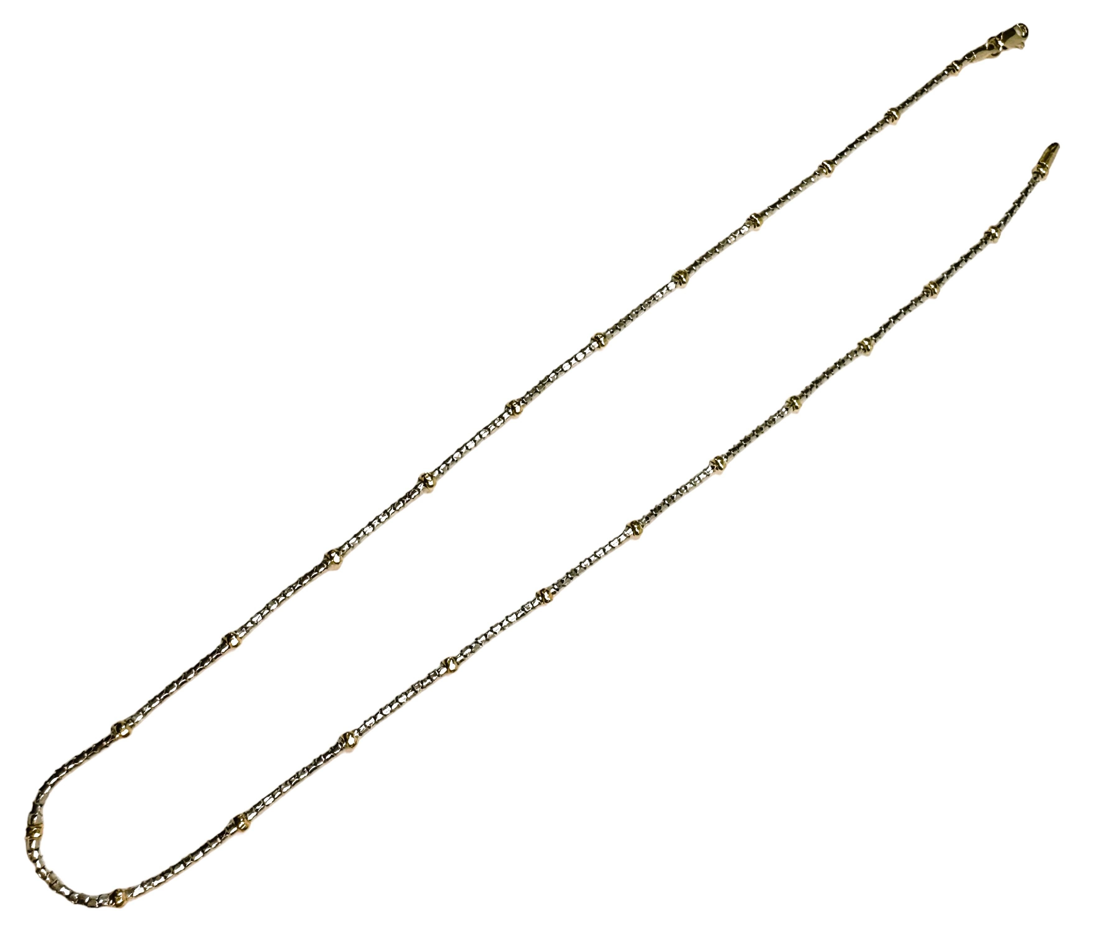 Modern Kitsinian 14k White Gold with 14K Yellow Gold Beaded Necklace 16