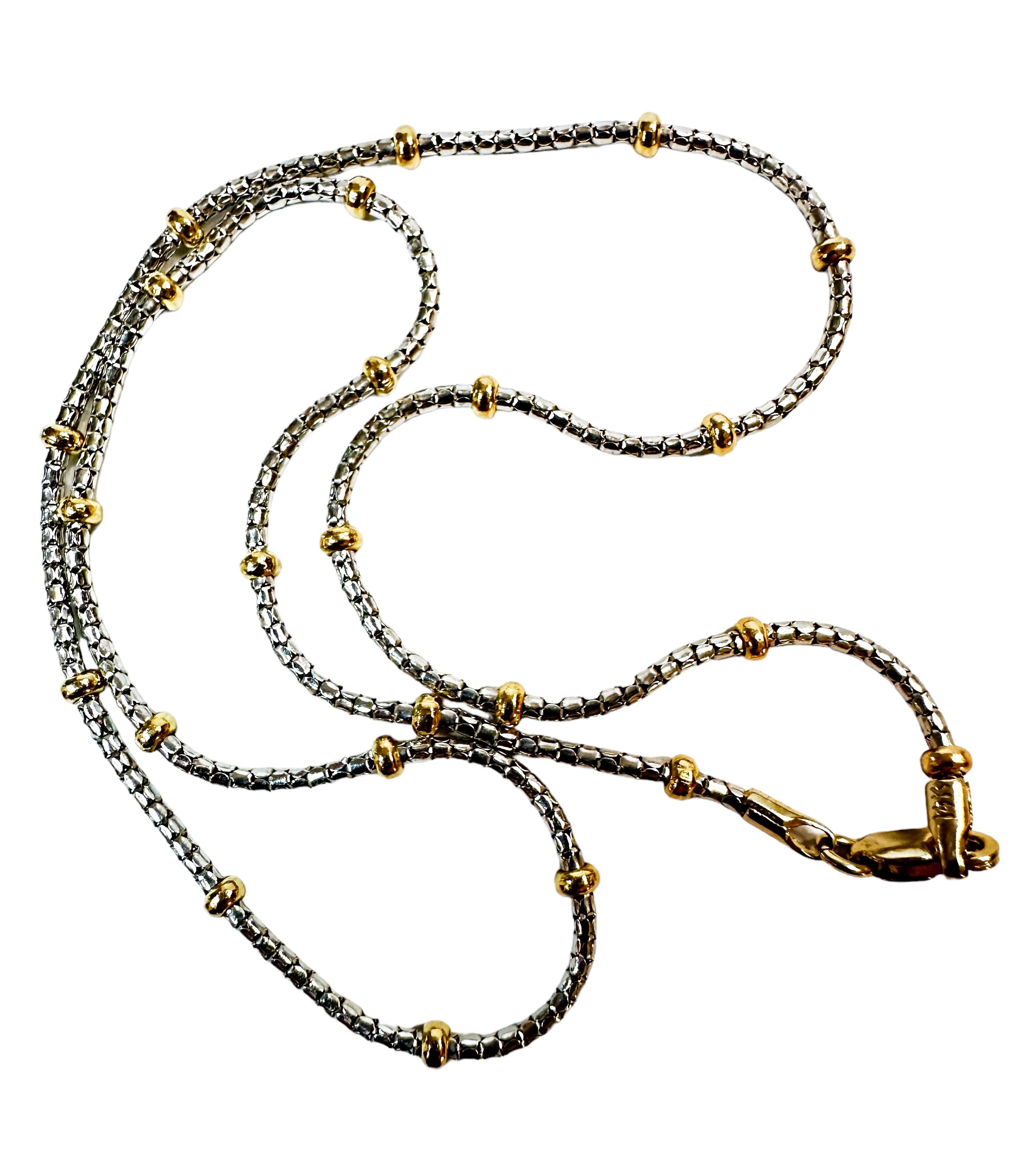 Women's Kitsinian 14k White Gold with 14K Yellow Gold Beaded Necklace 16