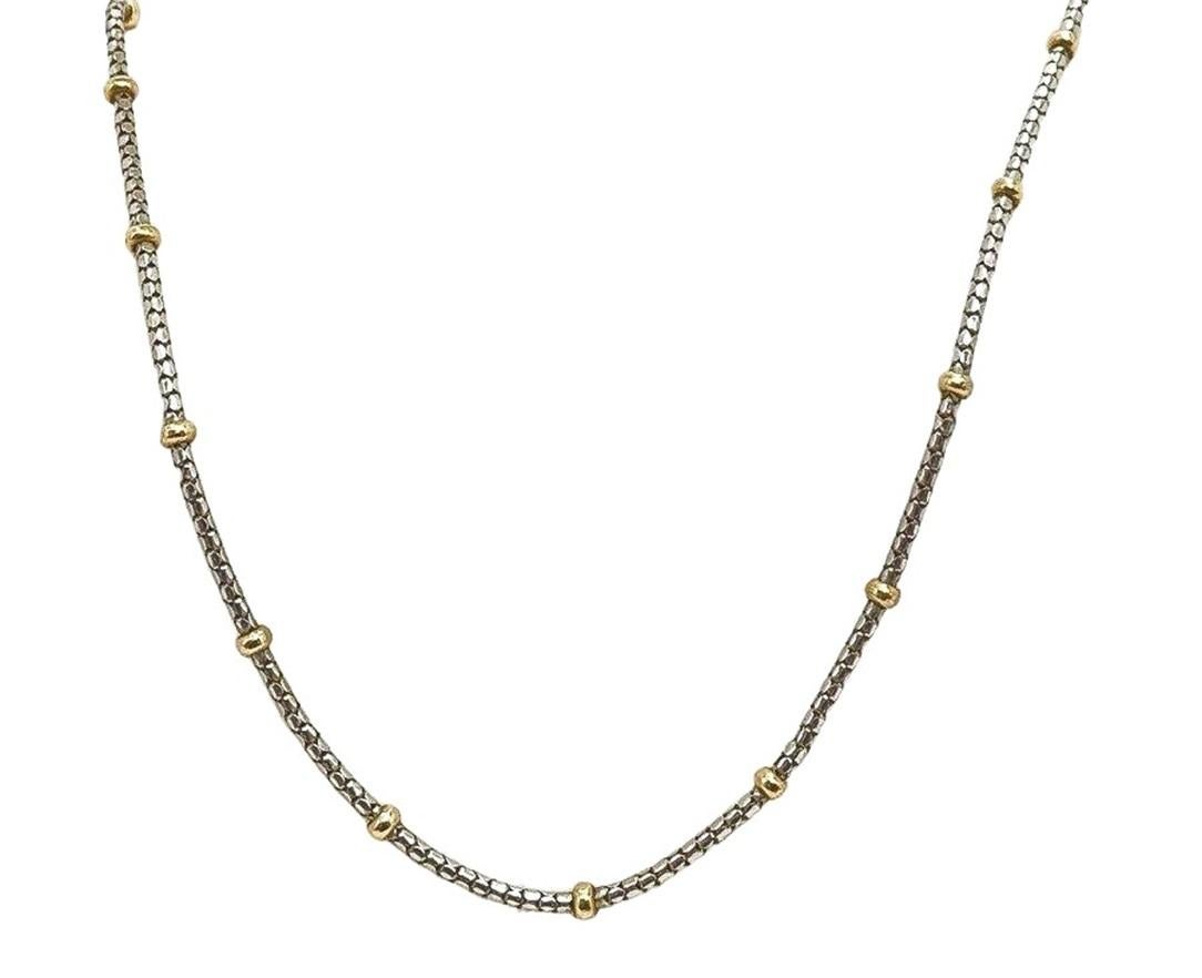 Kitsinian 14k Weißgold mit 14K Gelbgold Perlen-Halskette 16