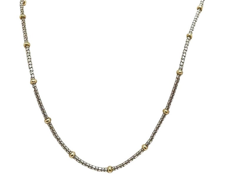 Kitsinian 14k White Gold with 14K Yellow Gold Beaded Necklace 16 Stamped