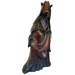 Kitsune (Fox) Known As "Hakuzosu"  Dressed as a Monk, Japanese, Wood, Meiji