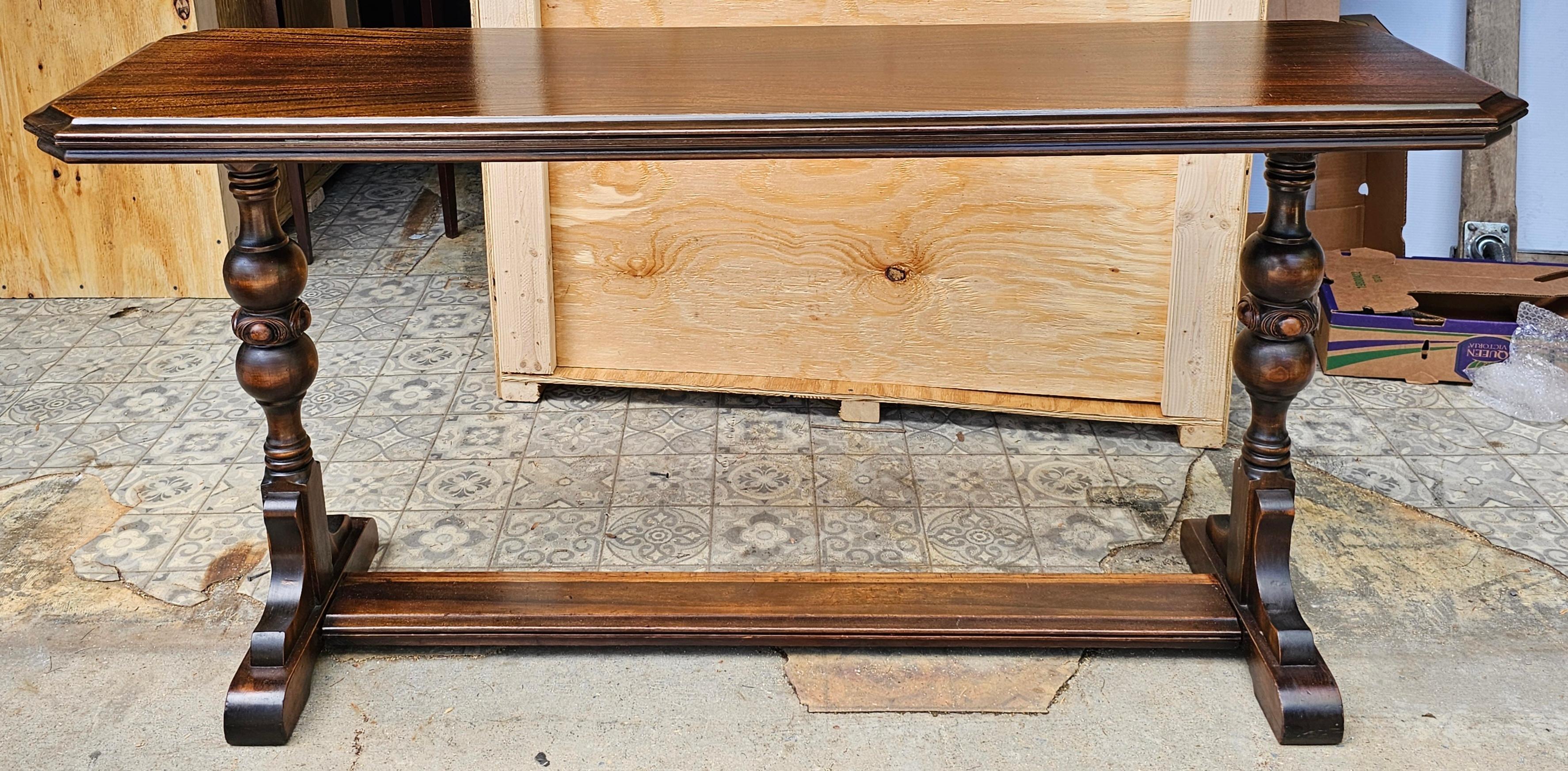 Kittelberger Edwardian Mahogany Library / Sofa Trestle Table, Circa 1910s For Sale 3