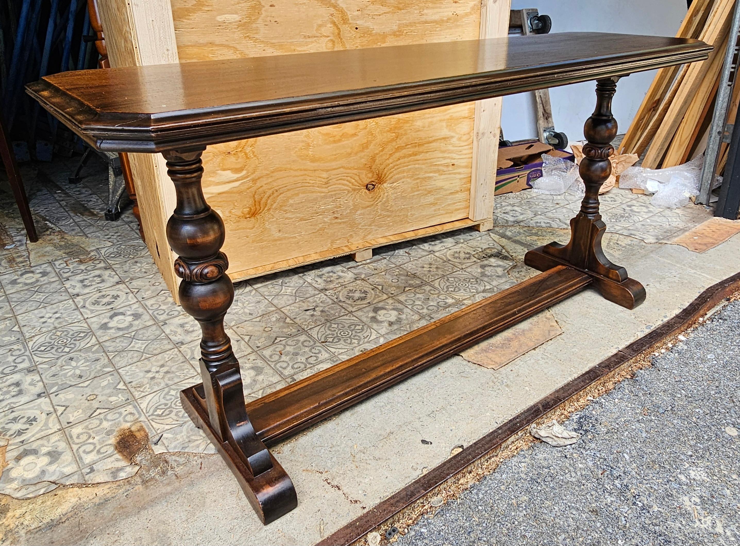 Kittelberger Edwardian Mahogany Library / Sofa Trestle Table, Circa 1910s In Good Condition For Sale In Germantown, MD