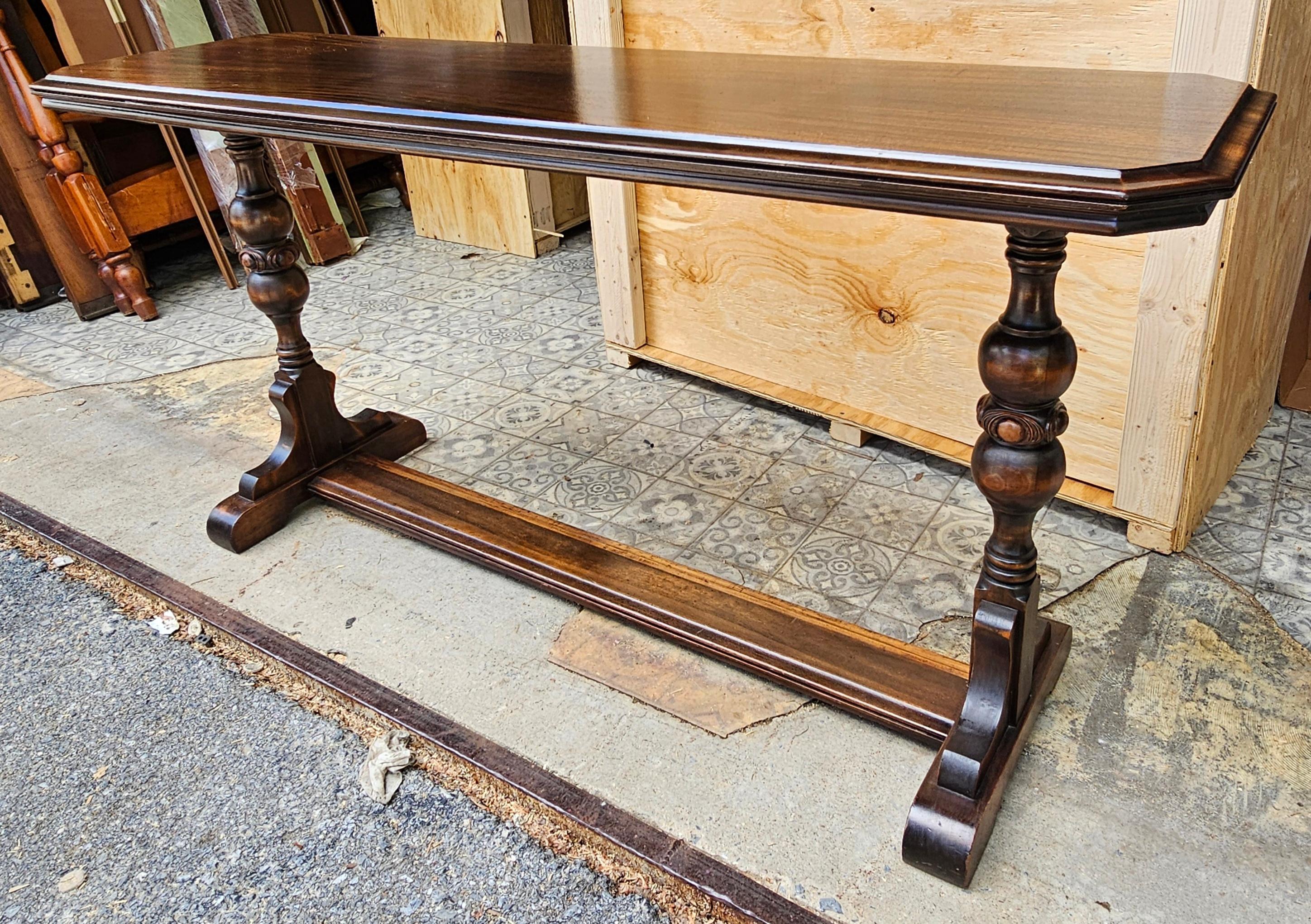 20th Century Kittelberger Edwardian Mahogany Library / Sofa Trestle Table, Circa 1910s For Sale