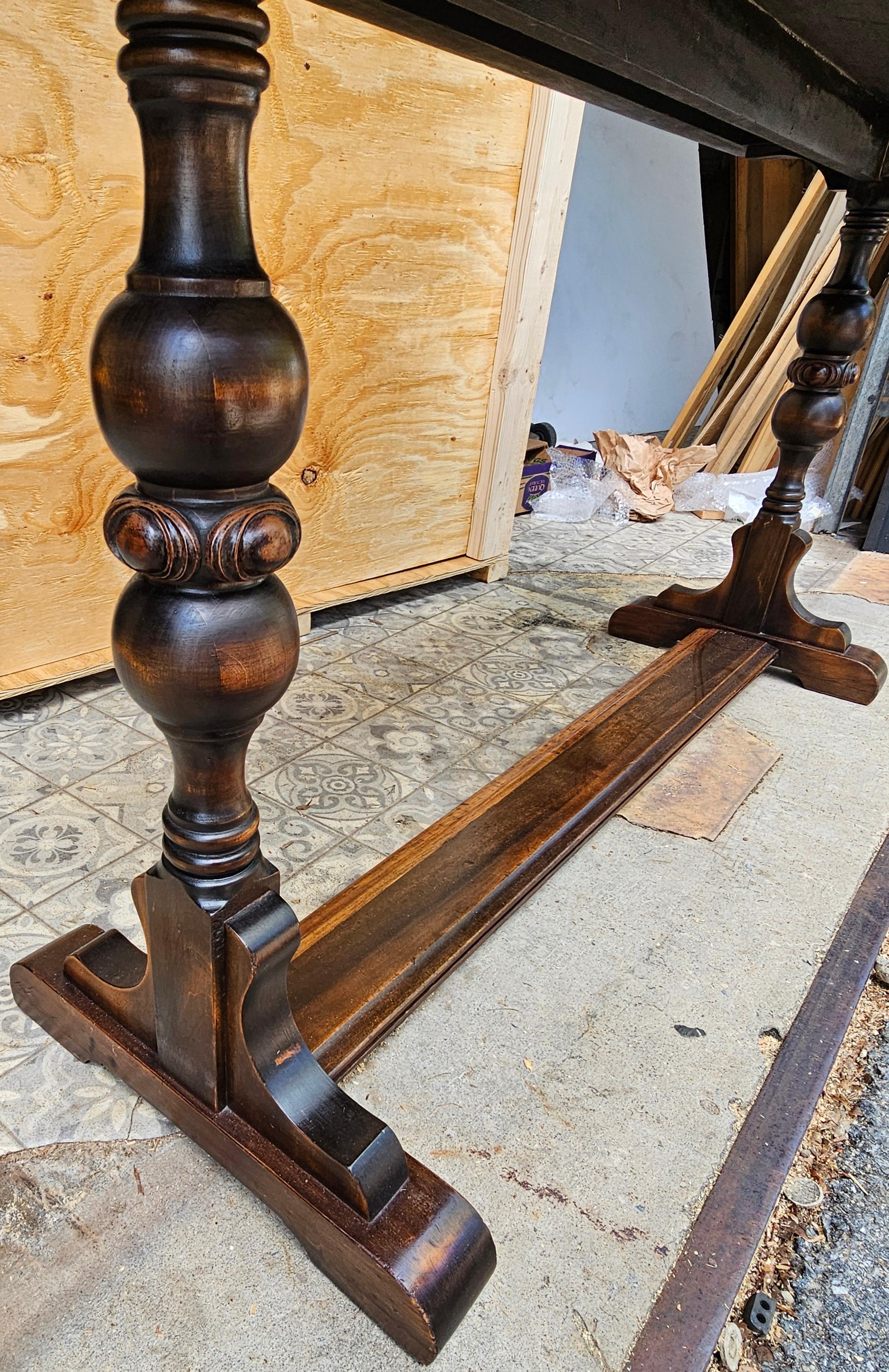 Hardwood Kittelberger Edwardian Mahogany Library / Sofa Trestle Table, Circa 1910s For Sale