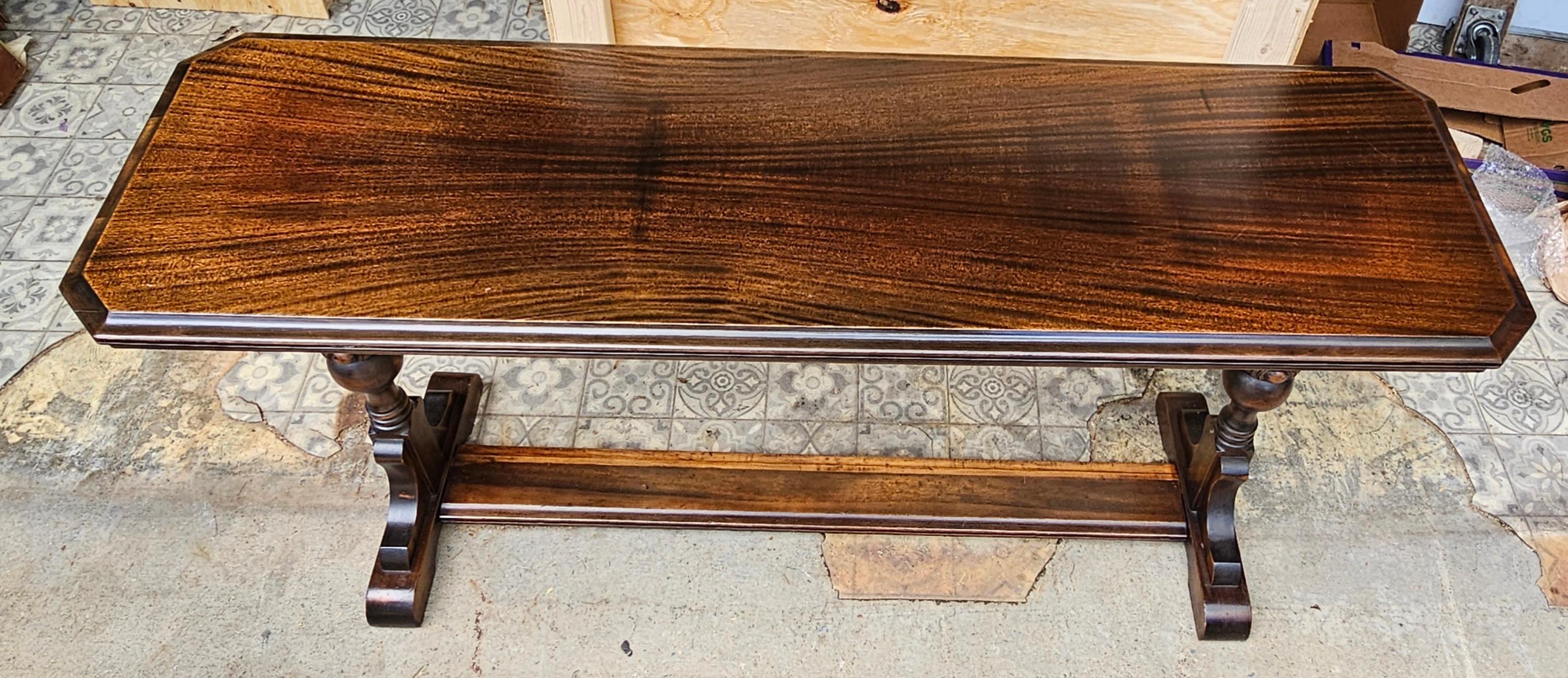 Kittelberger Edwardian Mahogany Library / Sofa Trestle Table, Circa 1910s For Sale 1