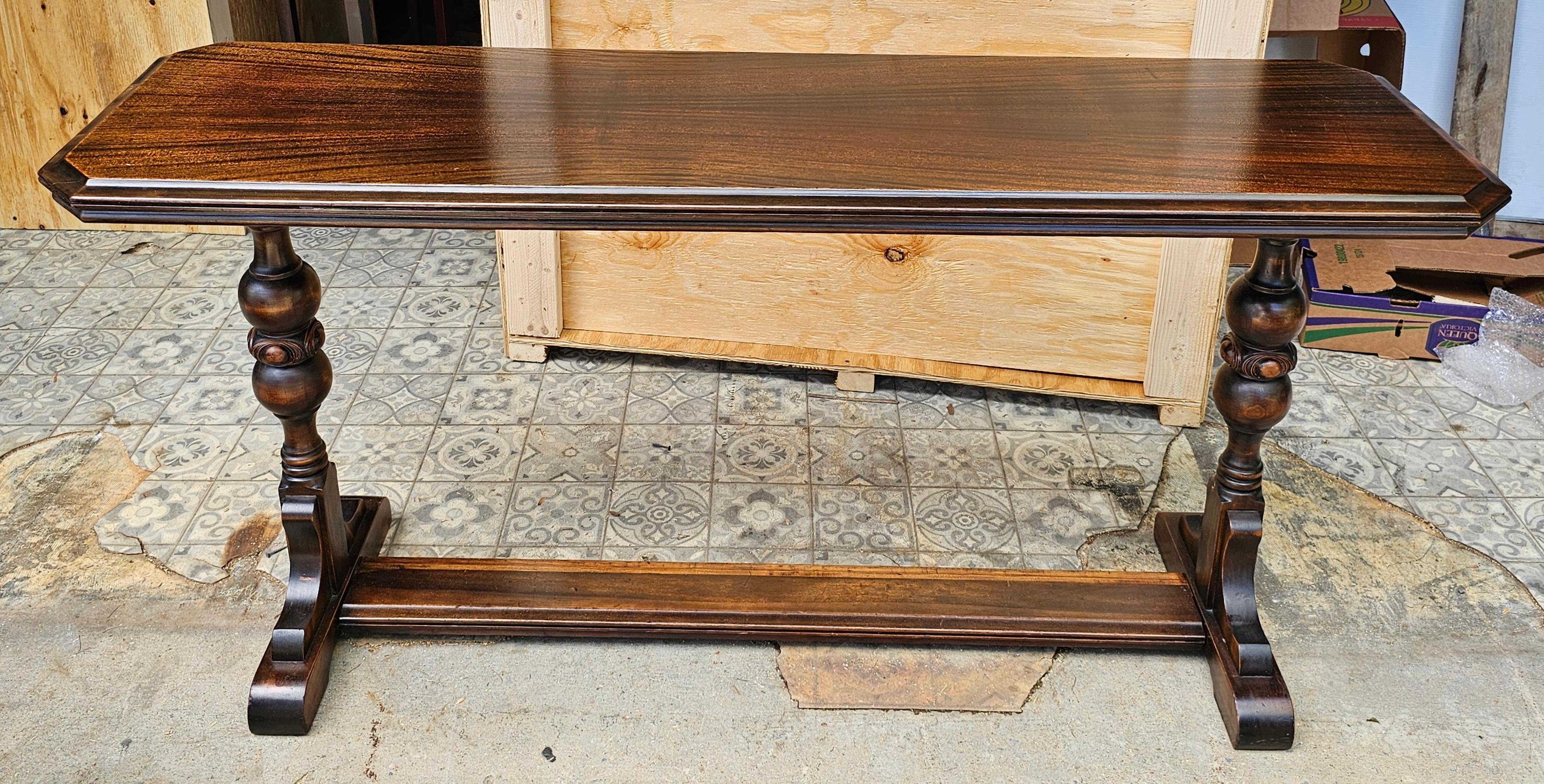 Kittelberger Edwardian Mahogany Library / Sofa Trestle Table, Circa 1910s For Sale 2